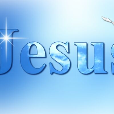 Jesus written in blue with dove Thumbnail